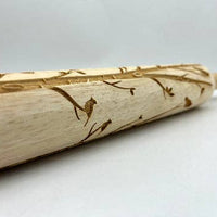Embossed Cardinals On Birch Rolling Pin