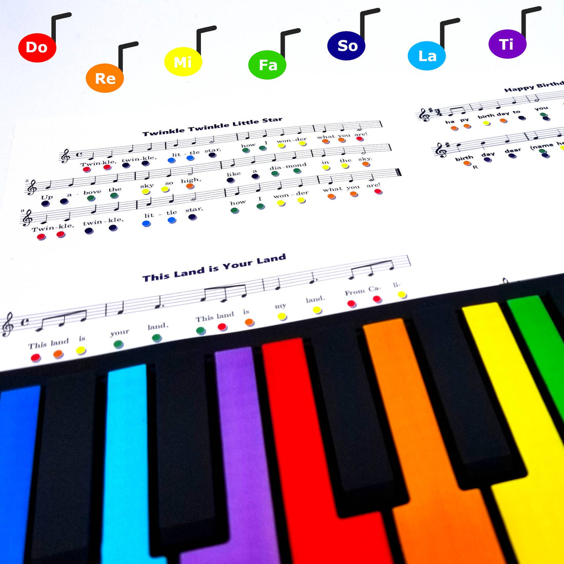 Rainbow Piano with 49 Color Coded Keys