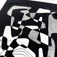 Opposite Shapes Screen-Printed Black Cotton Tea Towel