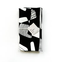 Opposite Shapes Screen-Printed Black Cotton Tea Towel