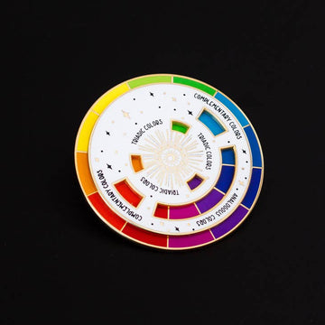 Color Wheel White and Gold Pin