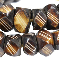 Polished Brown Carved Bone Beads 139043