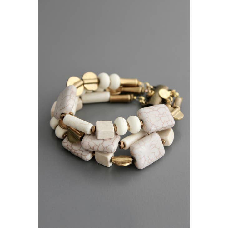 Magnesite & Brass Bracelet