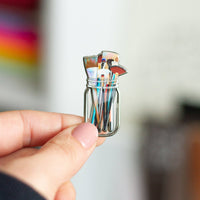 Paint Brushes in Clear Jar Enamel Pin