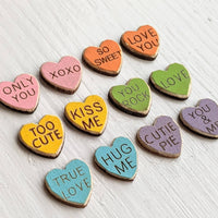 Wood Conversation Heart Earrings