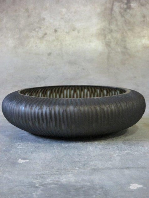 Black Sm. Carved Low Bowl