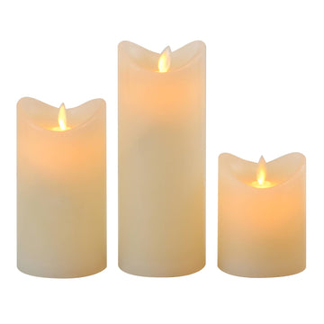 Battery Operated LED Wax Candles  - Set of 3