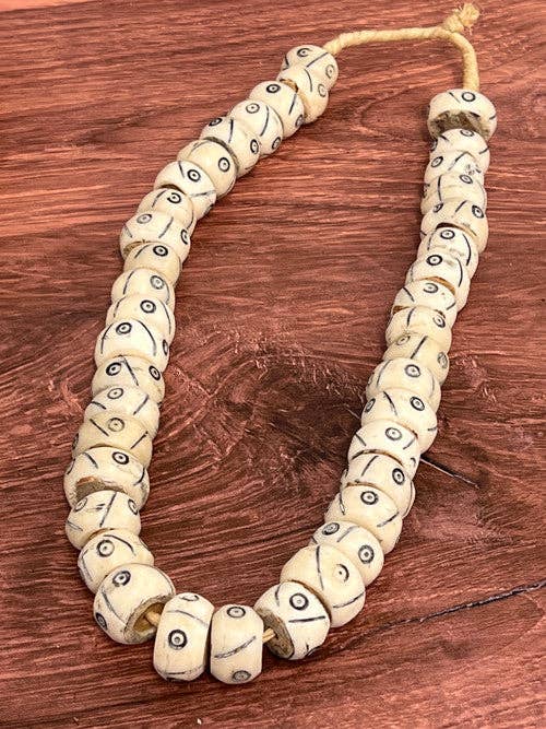 Decorative Cameroonian Bone Beads | Ivory Dot