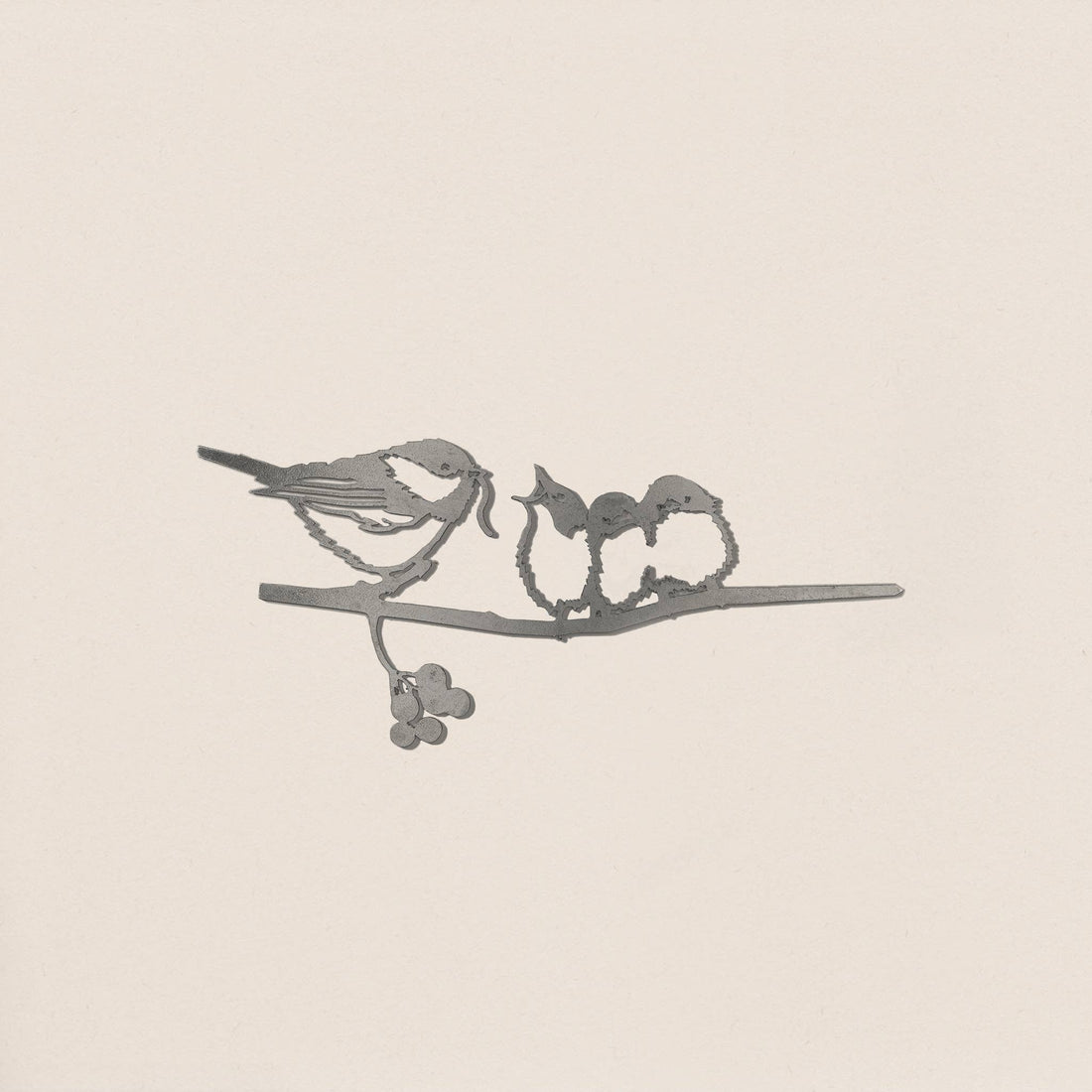Chickadee & Chicks Metal Garden Art