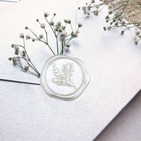 White Botanical Adhesive Wax Seal Stickers