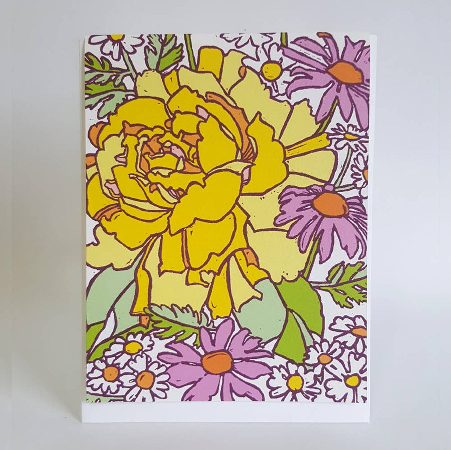 Botanical Yellow Rose Blank Note Card