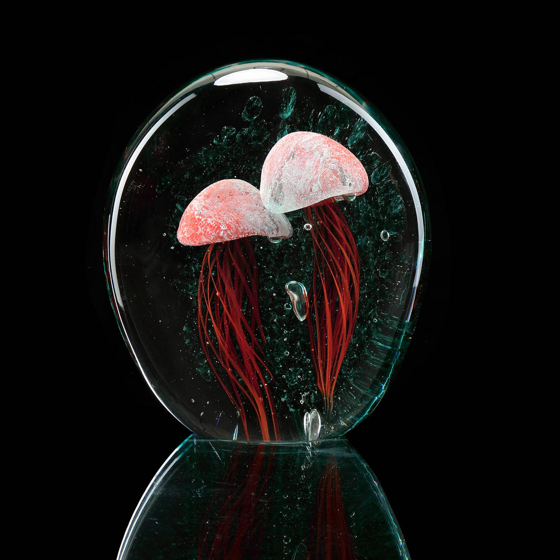 Glass Orange Jellyfish Duo