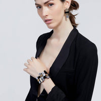 Bauhaus Acrylic Bracelet - Silver/Black/Gold: Large
