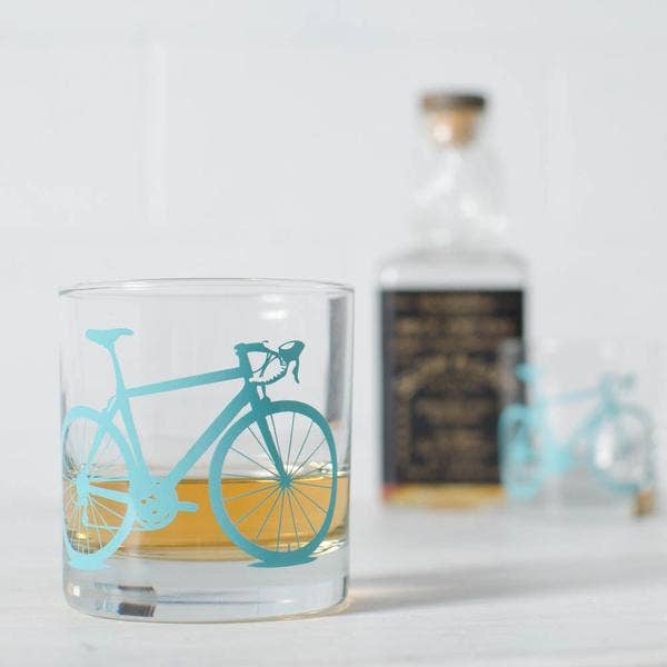 Charcoal Bicycle Rocks Glass