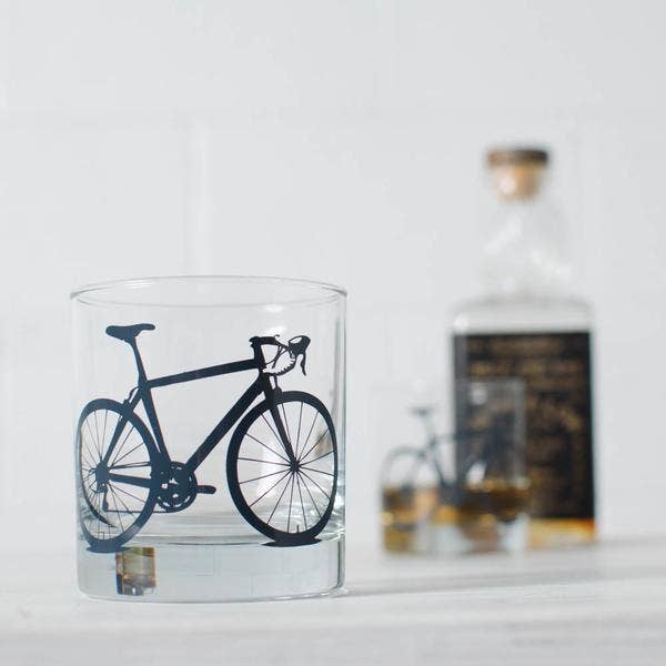 Charcoal Bicycle Rocks Glass