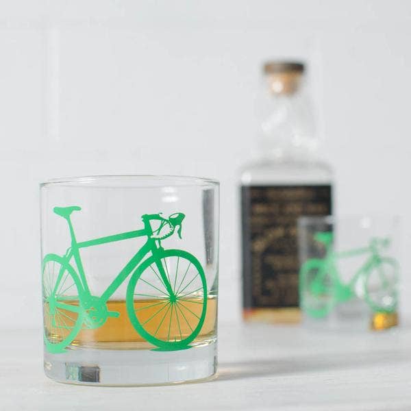 Charcoal Bicycle Rocks Glass