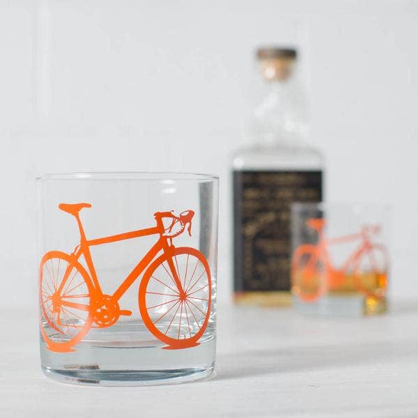 Charcoal Bicycle Rocks Glass