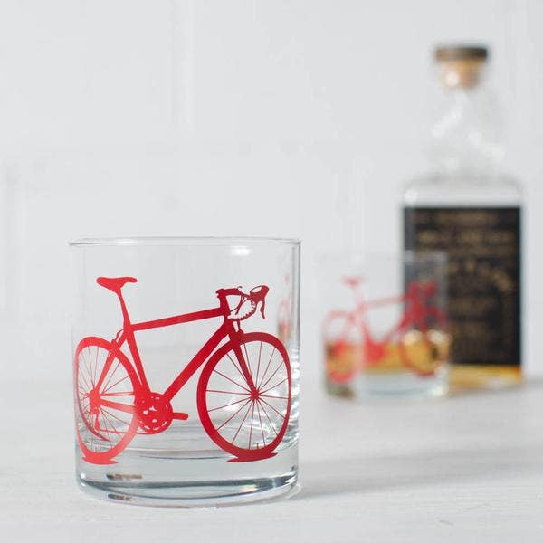 Charcoal Bicycle Rocks Glass