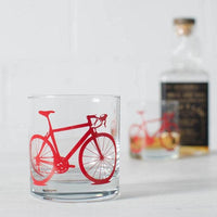 White Bicycle Rocks Glass