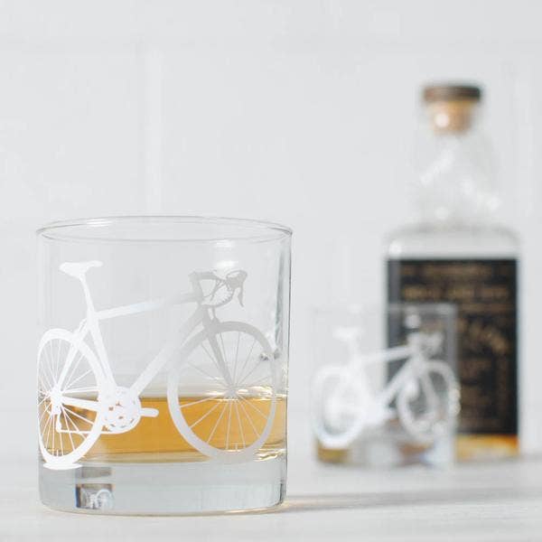 Charcoal Bicycle Rocks Glass