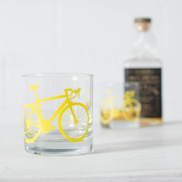 Charcoal Bicycle Rocks Glass