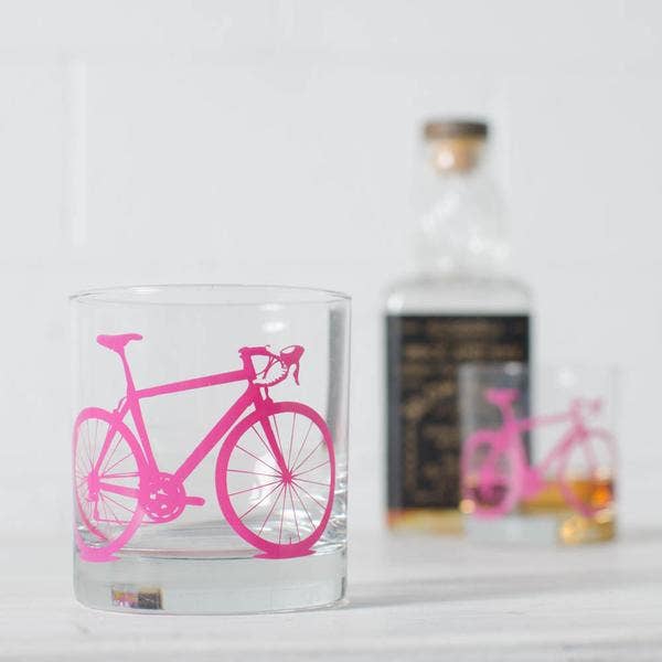 Charcoal Bicycle Rocks Glass