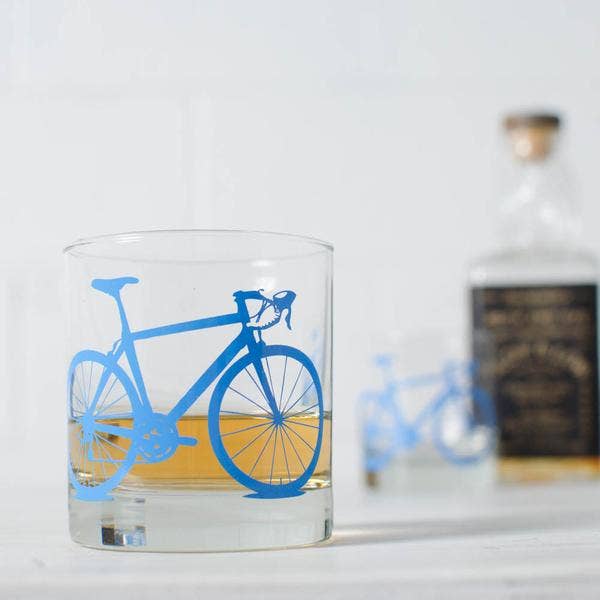 Charcoal Bicycle Rocks Glass