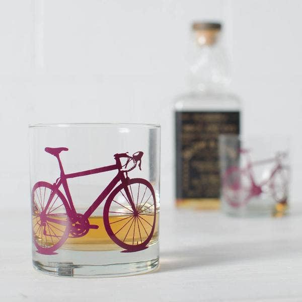 Charcoal Bicycle Rocks Glass