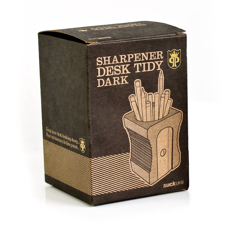 Dark Wooden Sharpener Desk Tidy