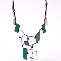 Piet V Necklace - Silver + Green: Small