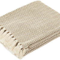 Seafoam and White Herringbone Throw Blanket