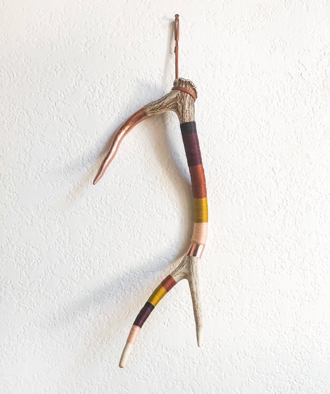 Medium Axis Wool Wrapped Deer Antler with Copper
