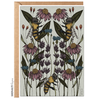 Bee Garden with Wildflowers Art Nouveau Greeting Card