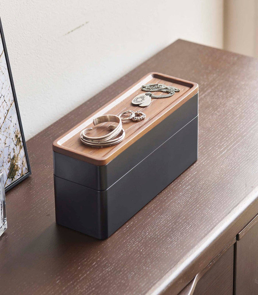 2-Tier Black Stacking Watch and Accessory Case