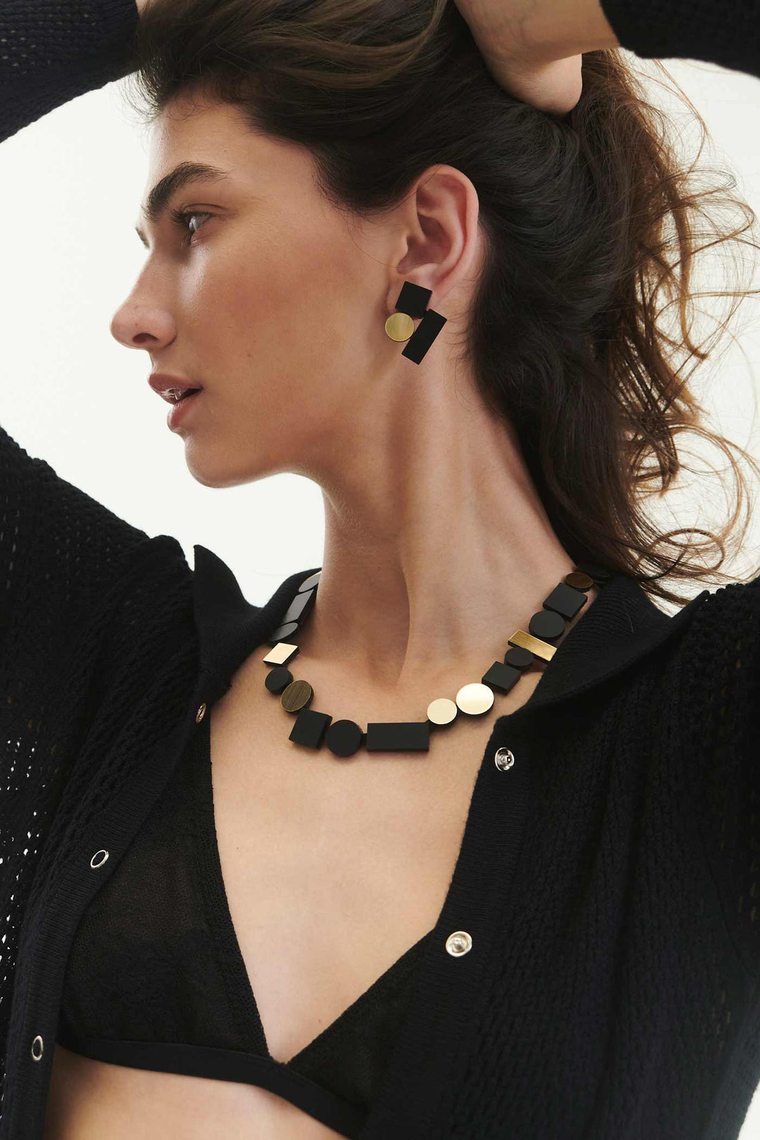 Bauhaus Earrings Small - Black/Gold