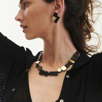 Bauhaus Earrings Small - Black/Gold