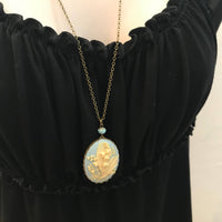 Light Blue Lily Of The Valley Cameo Necklace