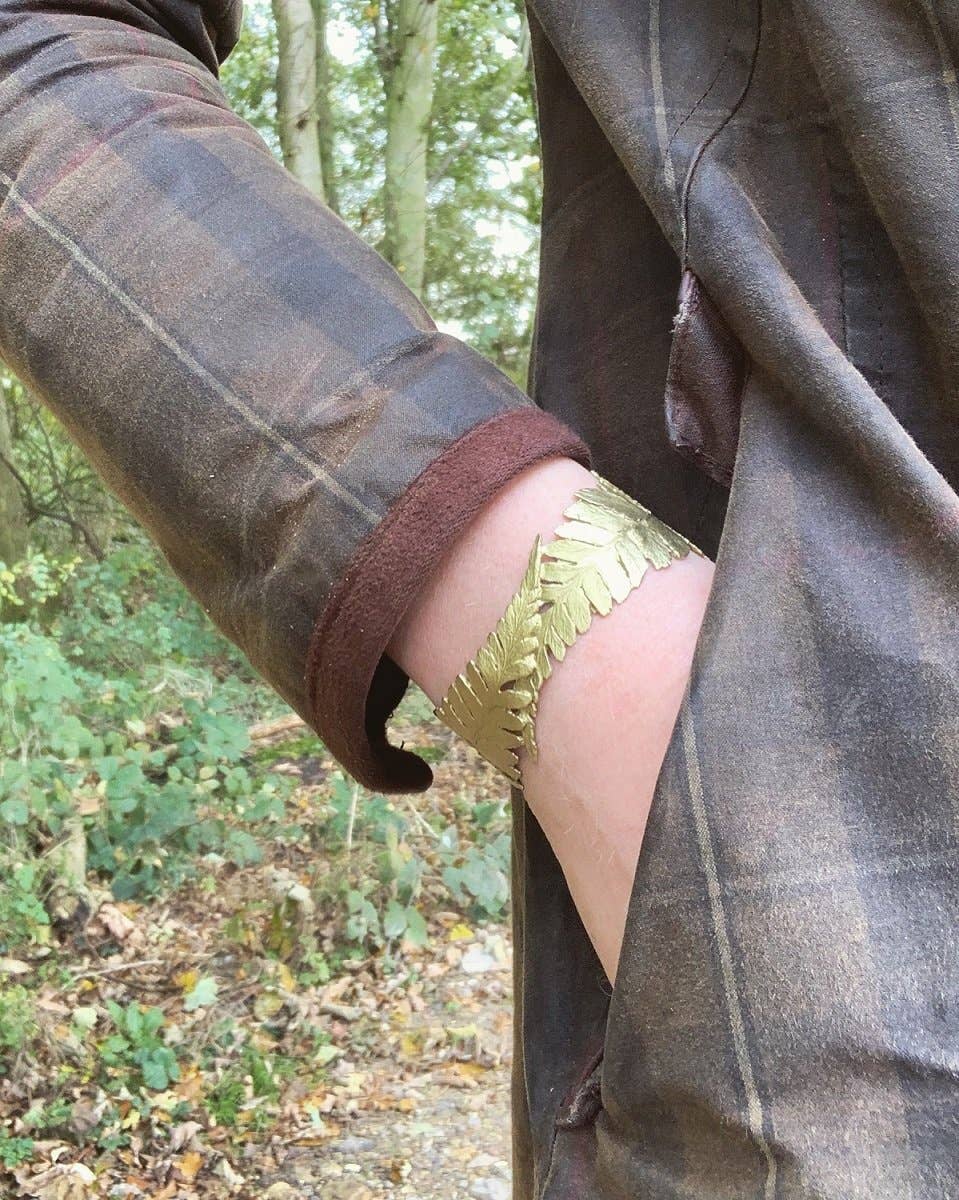 Cast Bronze Fern Cuff Bracelet with Layered Metals