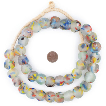 18mm Rainbow Speckled Recycled Glass Beads
