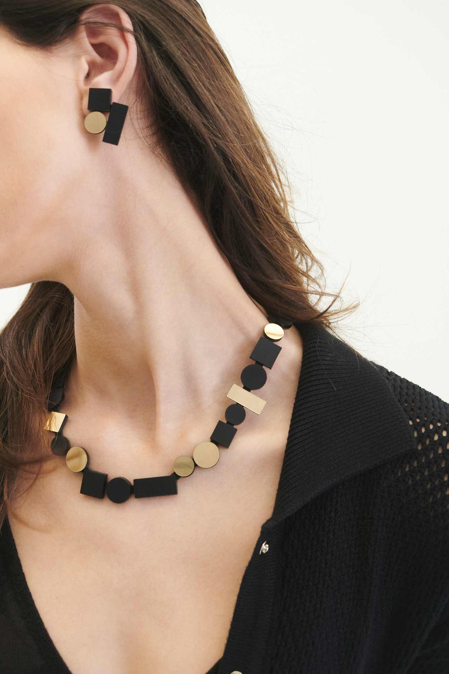 Bauhaus Earrings Small - Black/Gold