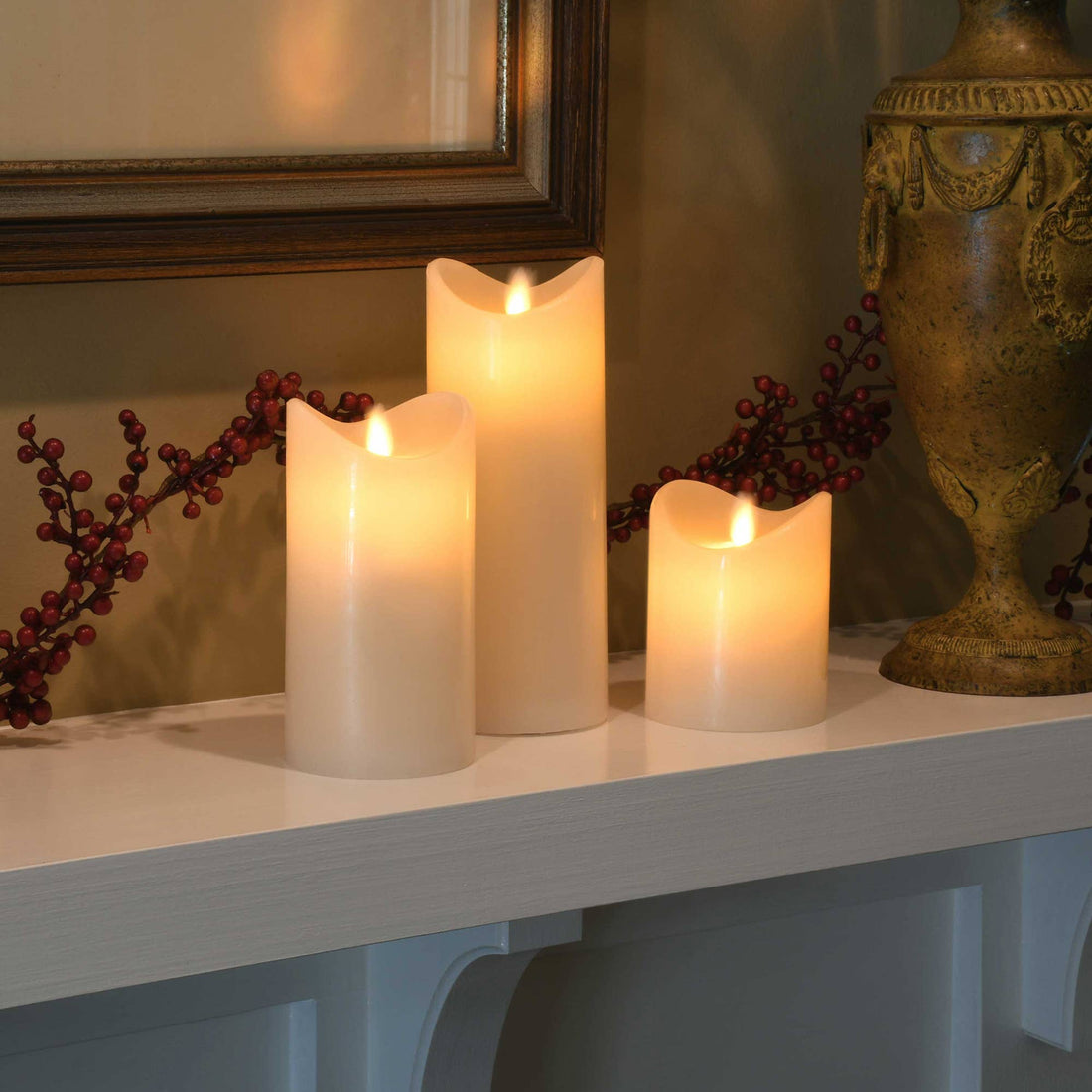 Battery Operated LED Wax Candles  - Set of 3