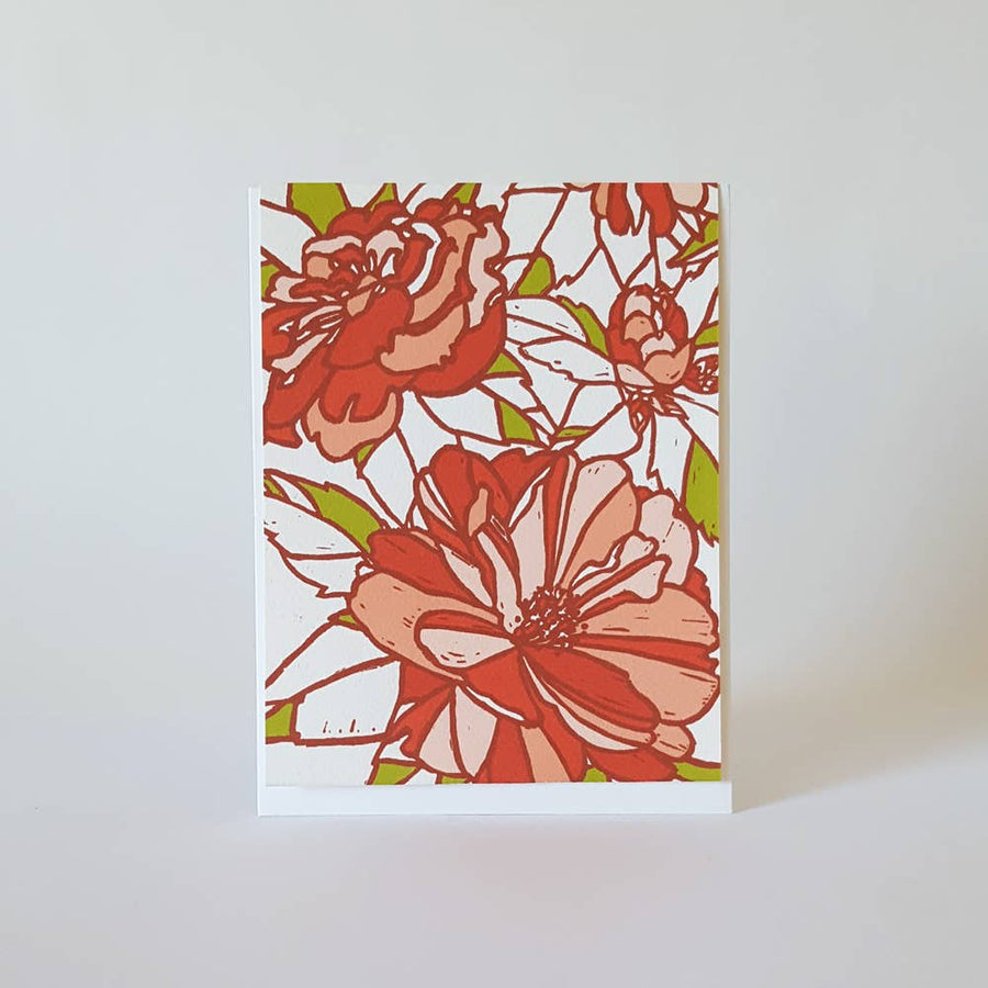 Red Floral Camellia Blank Notecard