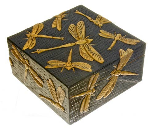 Dragonflies Soapstone Trinket Box
