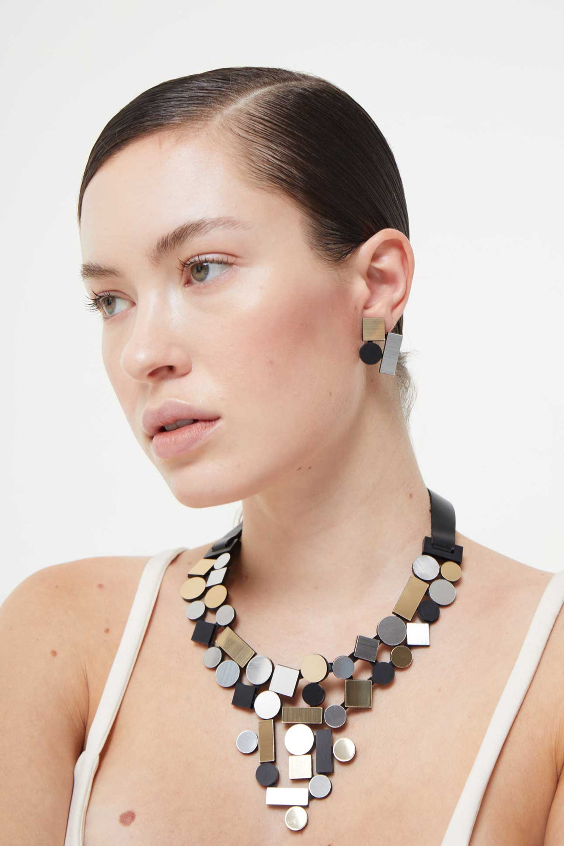 Bauhaus Earrings Small - Silver/Black/Gold
