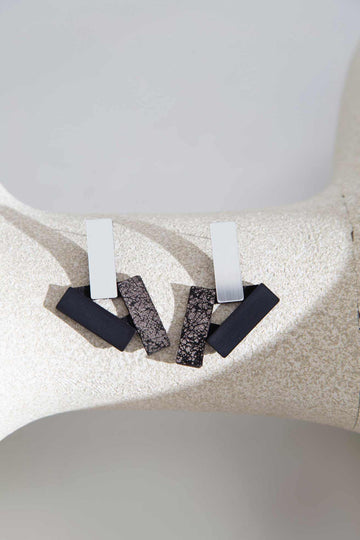 Ray Small Earrings - Silver+Black+Pewter