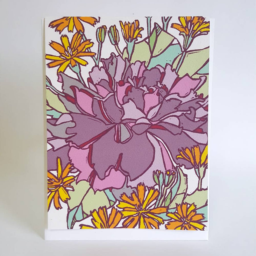 Botanical Purple Rose Blank Notecard