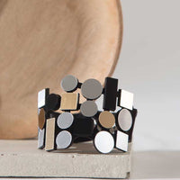 Bauhaus Acrylic Bracelet - Silver/Black/Gold: Large