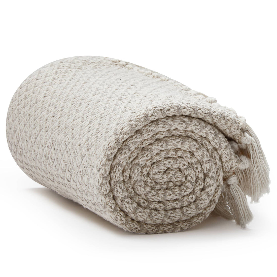 100% Cotton Cream Bird's Eye Throw Blanket