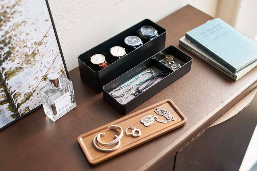 2-Tier Black Stacking Watch and Accessory Case