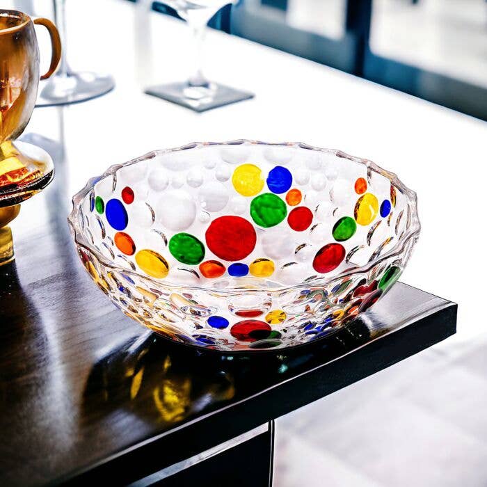 Vintage Hand Painted Glass Crystal Bowl
